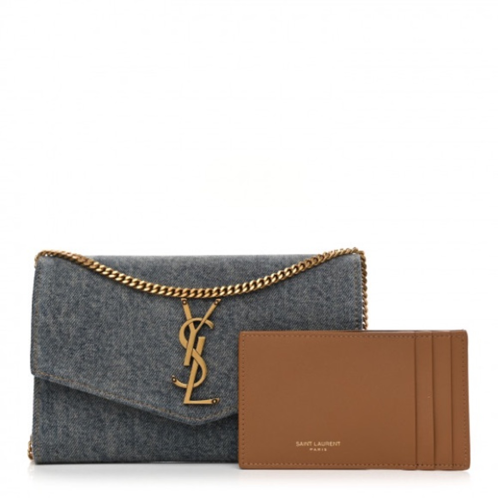 SAINT LAURENT
Denim Monogram Chain Wallet Rodeo Blue Cinnamon